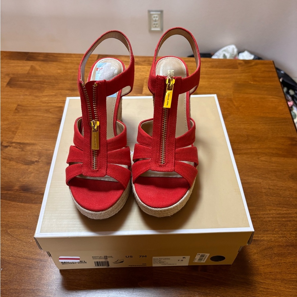 Michael Kors Red Platform Wedges